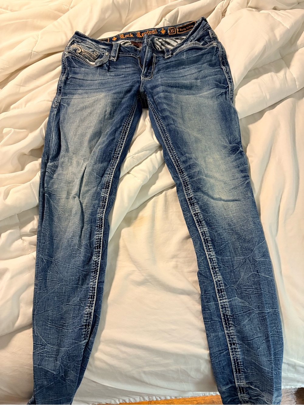 Rock Revival Women's Distressed Light Blue Skinny Jeans